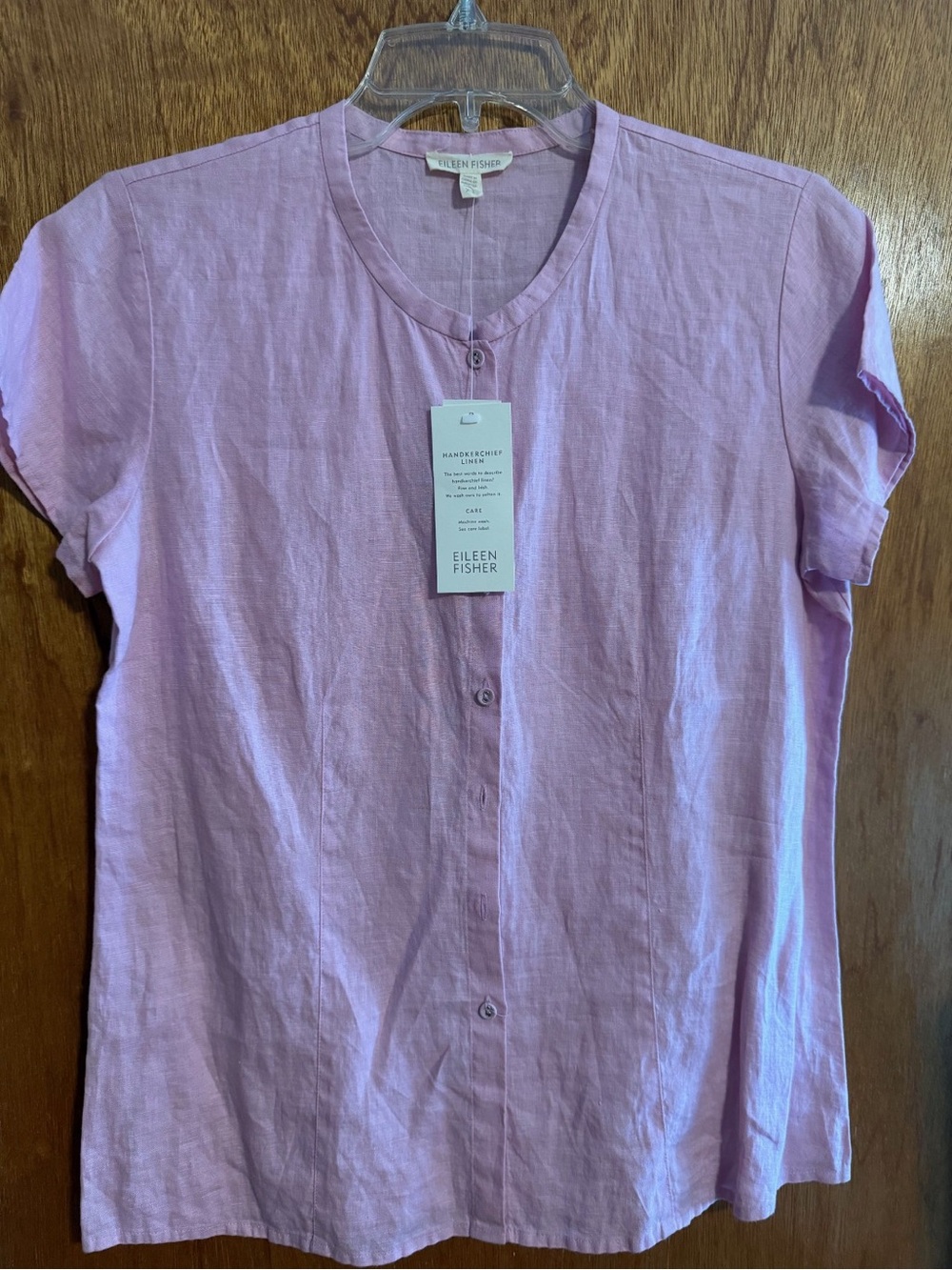 EILEEN FISHER NEW Handkerchief Linen Mandarin Collar Button Down Shirt